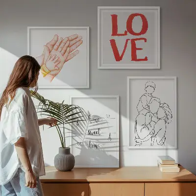 Multi-piece wall decor set family illustration house signs