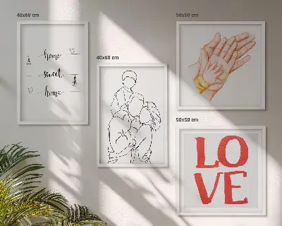 Multi-piece wall decor set family illustration house signs