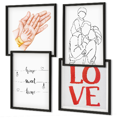 Multi-piece wall decor set Family illustrations house signs