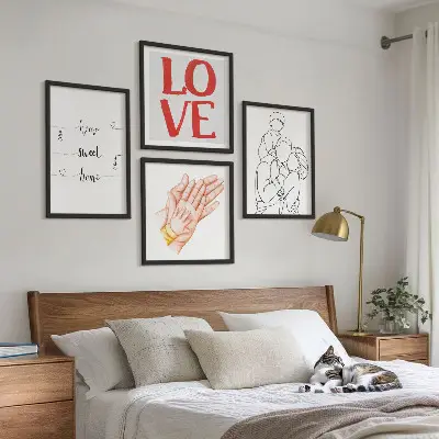 Multi-piece wall decor set family illustration house signs