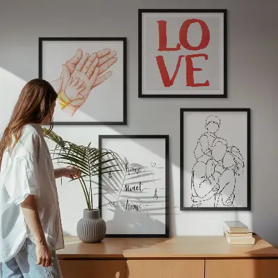 Multi-piece wall decor set family illustration house signs