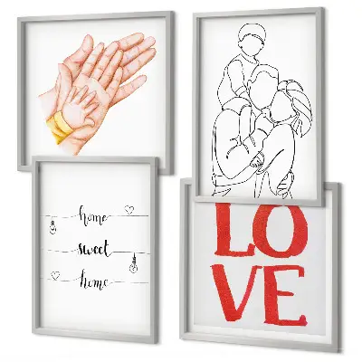 Multi-piece wall decor set family illustration house signs