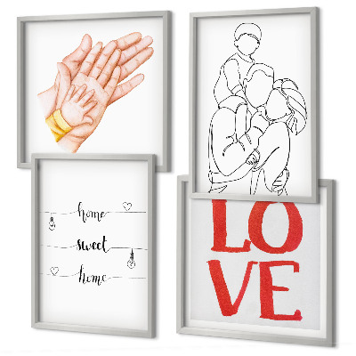 Multi-piece wall decor set Family illustrations house signs