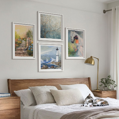 Wall art set Lighthouse Scenery Girl Horse