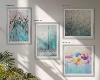 Pastel flowers background patterns wall art set of 4 pieces