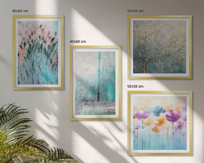 Set of 4 wall art pieces Pastel flowers background patterns