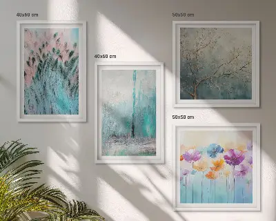 Pastel flowers background patterns wall art set of 4 pieces