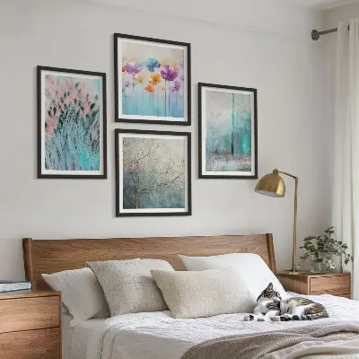 Pastel flowers background patterns wall art set of 4 pieces