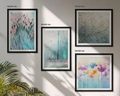 Pastel flowers background patterns wall art set of 4 pieces