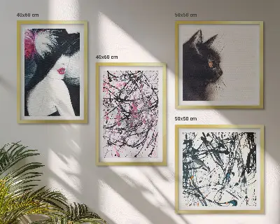 Multi-piece wall decor set Abstract cat paint patterns
