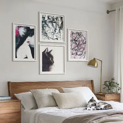 Multi-piece wall decor set Abstract cat paint patterns