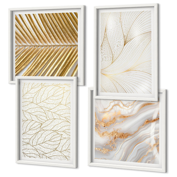 Wall art set Leaf patterns marble abstract