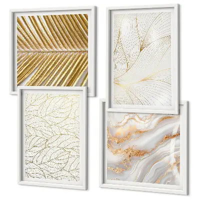 Abstract marble leaf pattern wall art set 