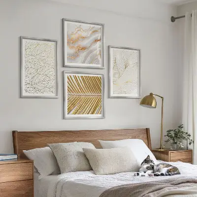 Abstract marble leaf pattern wall art set 