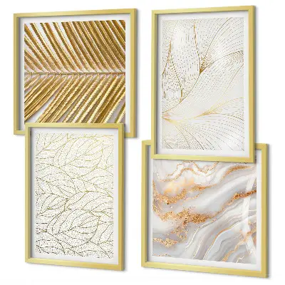 Abstract marble leaf pattern wall art set 