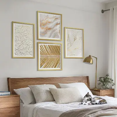 Abstract marble leaf pattern wall art set 