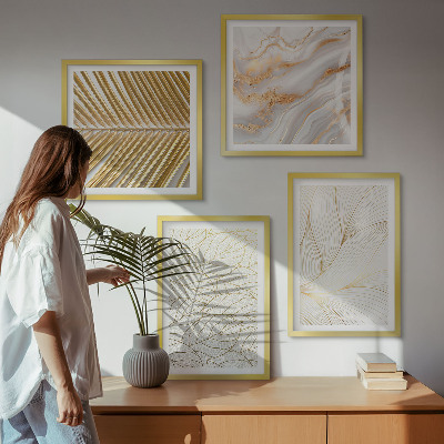 Wall art set Leaf patterns marble abstract