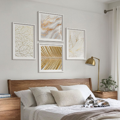 Wall art set Leaf patterns marble abstract