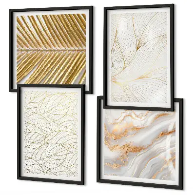 Abstract marble leaf pattern wall art set 