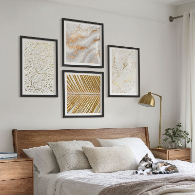Wall art set Leaf patterns marble abstract