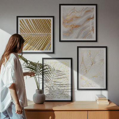 Wall art set Leaf patterns marble abstract
