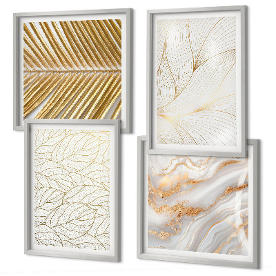 Wall art set Leaf patterns marble abstract