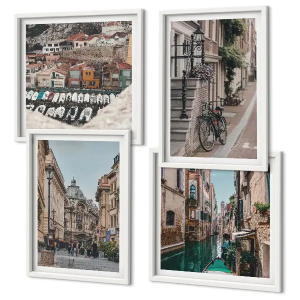 The Charming Streets of Port Cities Wall Art set of 4 pieces