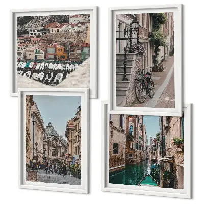 Set of 4 wall art pieces The charming streets of port cities