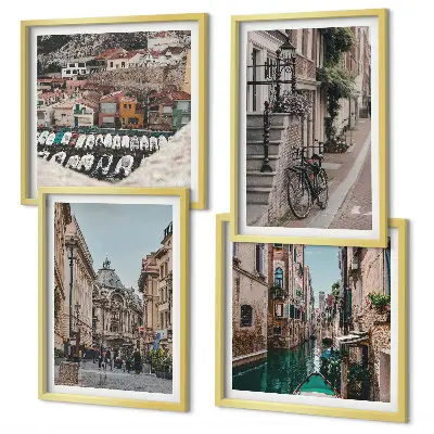The Charming Streets of Port Cities Wall Art set of 4 pieces