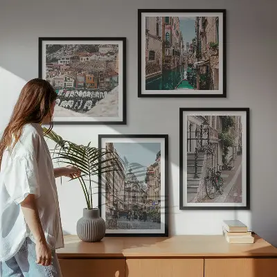 The Charming Streets of Port Cities Wall Art set of 4 pieces
