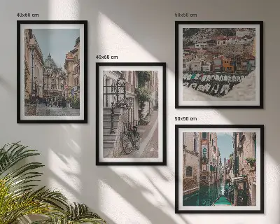 Set of 4 wall art pieces The charming streets of port cities
