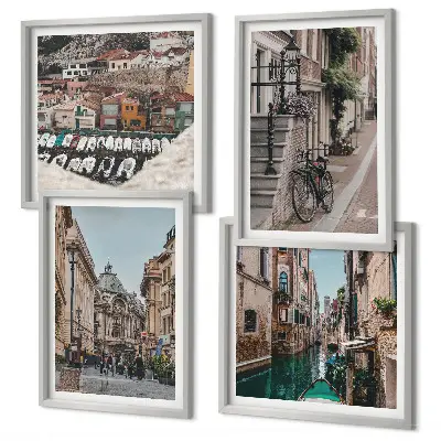 Set of 4 wall art pieces The charming streets of port cities