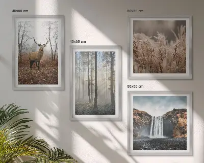 Multi-piece wall decor set featuring forest landscapes of wild nature