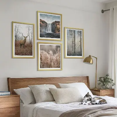 Multi-piece wall decor set featuring forest landscapes of wild nature