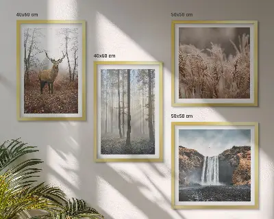 Multi-piece wall decor set featuring forest landscapes of wild nature