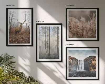 Multi-piece wall decor set featuring forest landscapes of wild nature