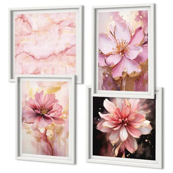 Floral wall art set with white roses