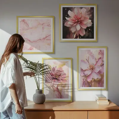 Floral wall art set with white roses