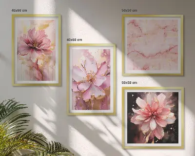 Floral wall art set with white roses