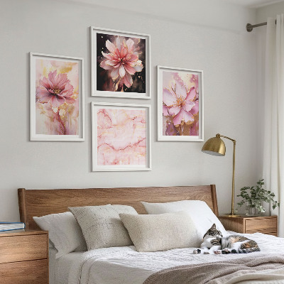 Wall art set Floral compositions of white roses