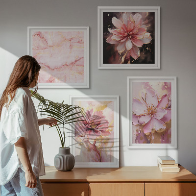 Wall art set Floral compositions of white roses