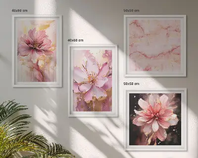 Floral wall art set with white roses