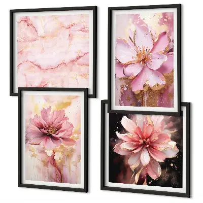 Floral wall art set with white roses