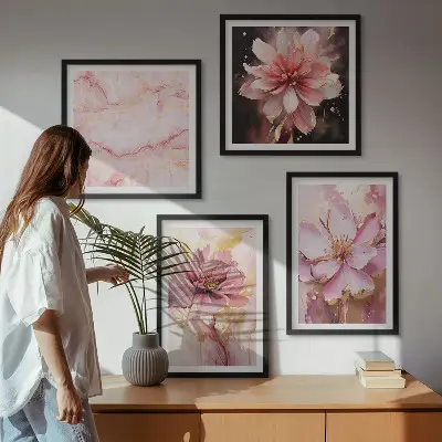 Floral wall art set with white roses