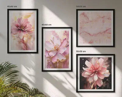 Floral wall art set with white roses