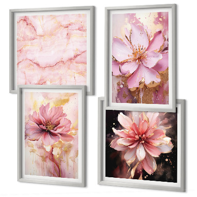 Wall art set Floral compositions of white roses