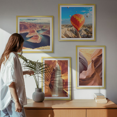 Wall art set Waterfall in the canyon gorge