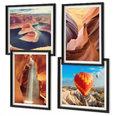 Wall art set Waterfall in the canyon gorge
