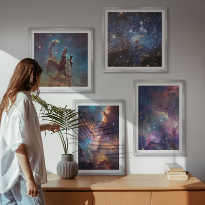 Set of 4 wall art pieces Cosmic starscapes