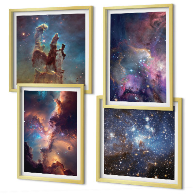 Set of 4 wall art pieces Cosmic starscapes